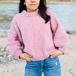 KNITTING PATTERN sweater, Chunky sweater pattern, Top Down Knitting Pattern Beginner Friendly Knitting Pattern