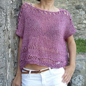 Tank top knit pattern Summer Knitting Pattern Easy sweater top pattern Beginner knit pattern Cropped top for women DIY knit image 3