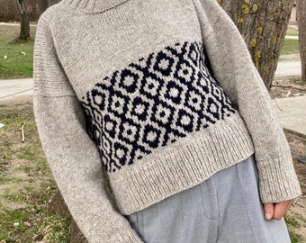 Gia Hand Knit Sweater, Alpaca Cotton, Shrub | OZMA