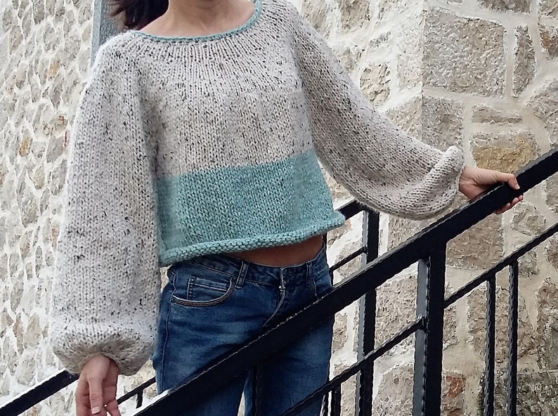 Knitting Pattern Easy Knit Sweater Easy Sweater Pattern Womens Sweater Pattern Beginner Yoke Sweater Top Down Sweater