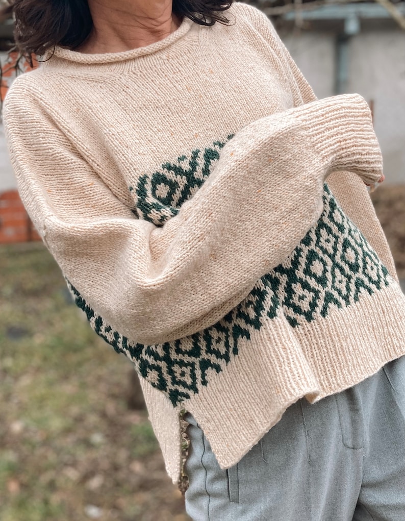 Knitting Pattern Sweater Colorwork Sweater Pattern Cropped Sweater Top ...