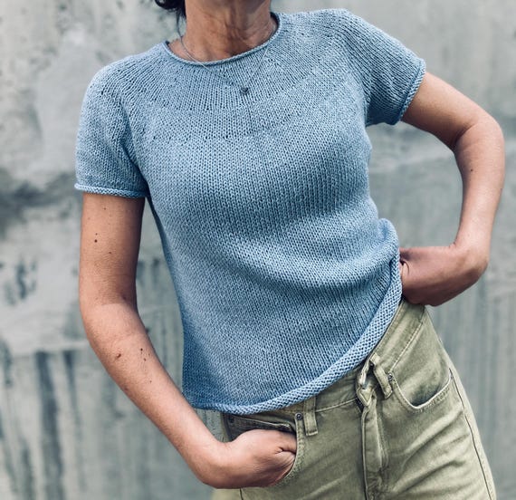 Knitting Pattern - Knit Sweater Tee, Easy Knitting Pattern, Knit