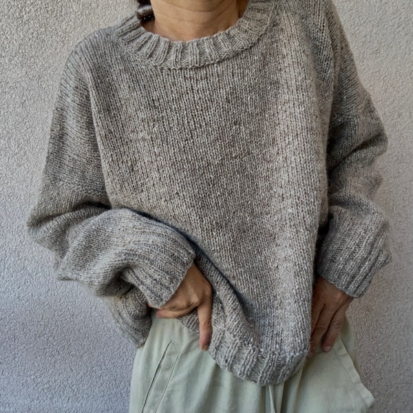 Modèle de tricot - Modèle de pull en tricot, modèle de tricot facile, modèle de pull-over, pull pour débutant, pull de haut en bas, pull Saga