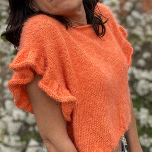 Knitting Pattern Top, Ruffle top pattern, Knit Tee, Easy Knitting Pattern, Knit Tee Pattern,  Summer top pattern, Tee pattern