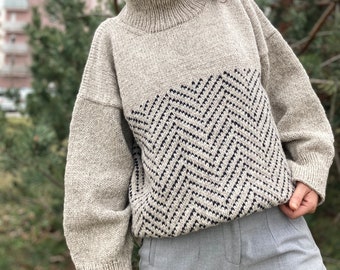 Knitting Pattern - Knit Cozy Sweater, Chunky sweater,  Knitting Pattern, Sweater Pattern, Colorwork, Sparta sweater
