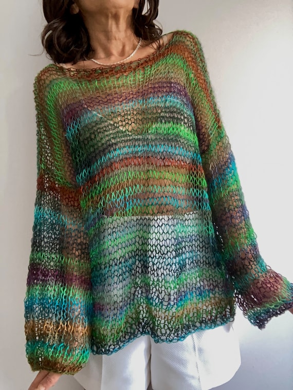 BREIPATROON HOLI trui Easy Knit Sweater Los patroon trui Patroon damestrui Transparante trui Etsy Nederland