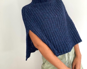 Ponchopatroon gebreid - breipatroon poncho - patroon voor beginners - Instant Download - breipatronen - Damesponcho, Capelet middernachtponcho