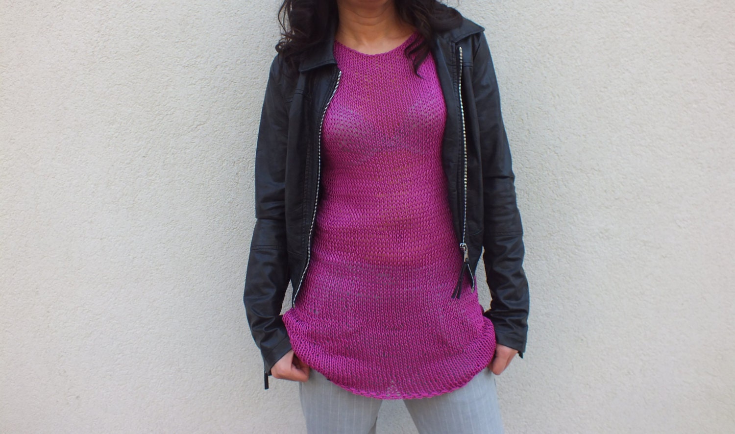 Long Knit Tank/Cotton tunic/ Knit tank top/Women vest/ Cotton Etsy