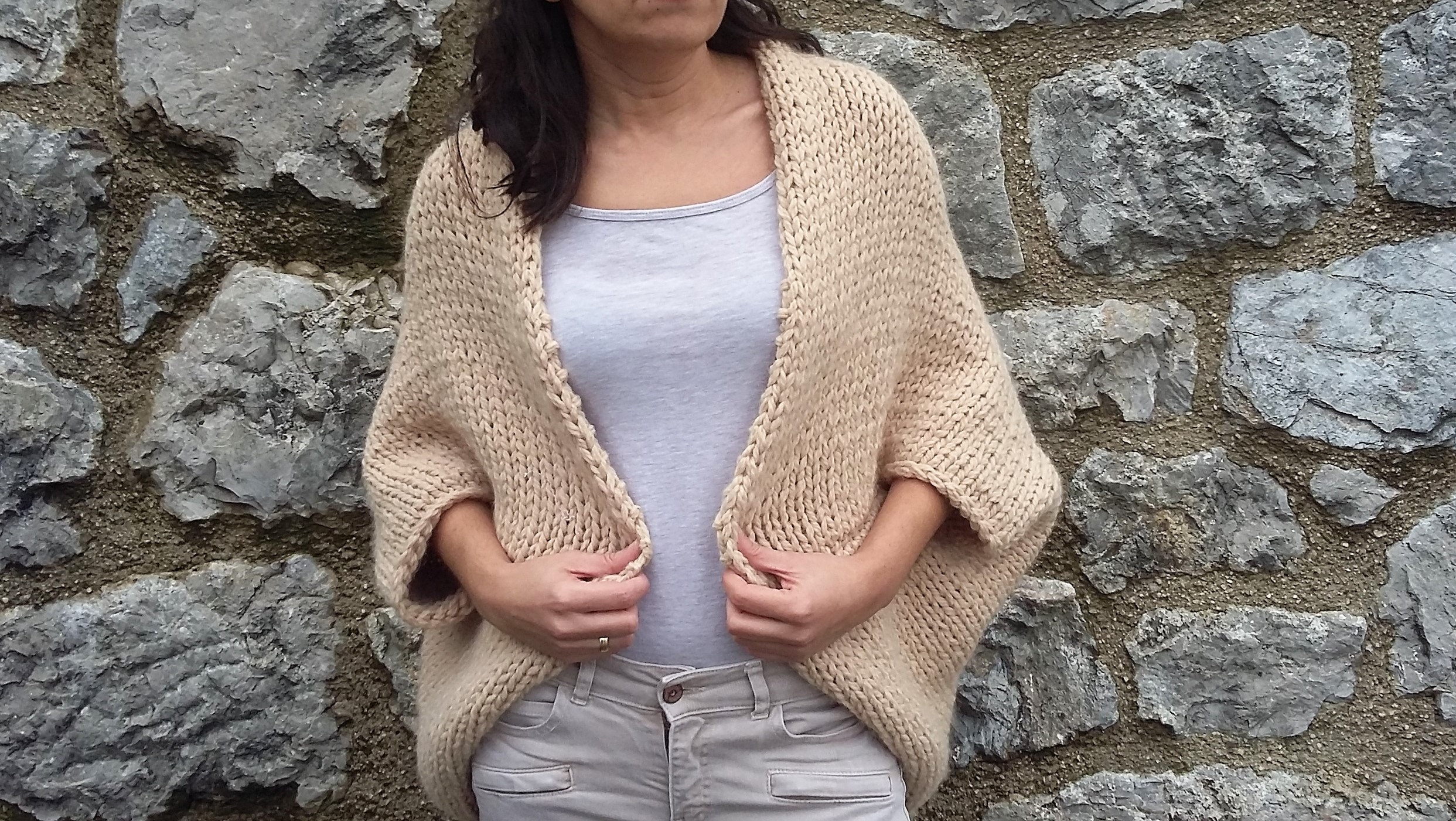 Shrug Oversized Knit shrug Camel shrug Cardigan Etsy