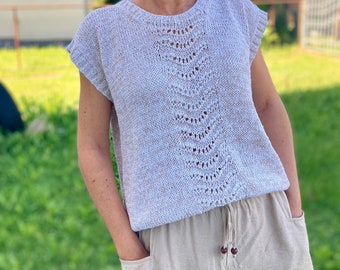 Knitting Pattern - Knit Sweater Tee, Easy Knitting Pattern, Knit Tee Pattern, Knit summer vest,Shirt pattern
