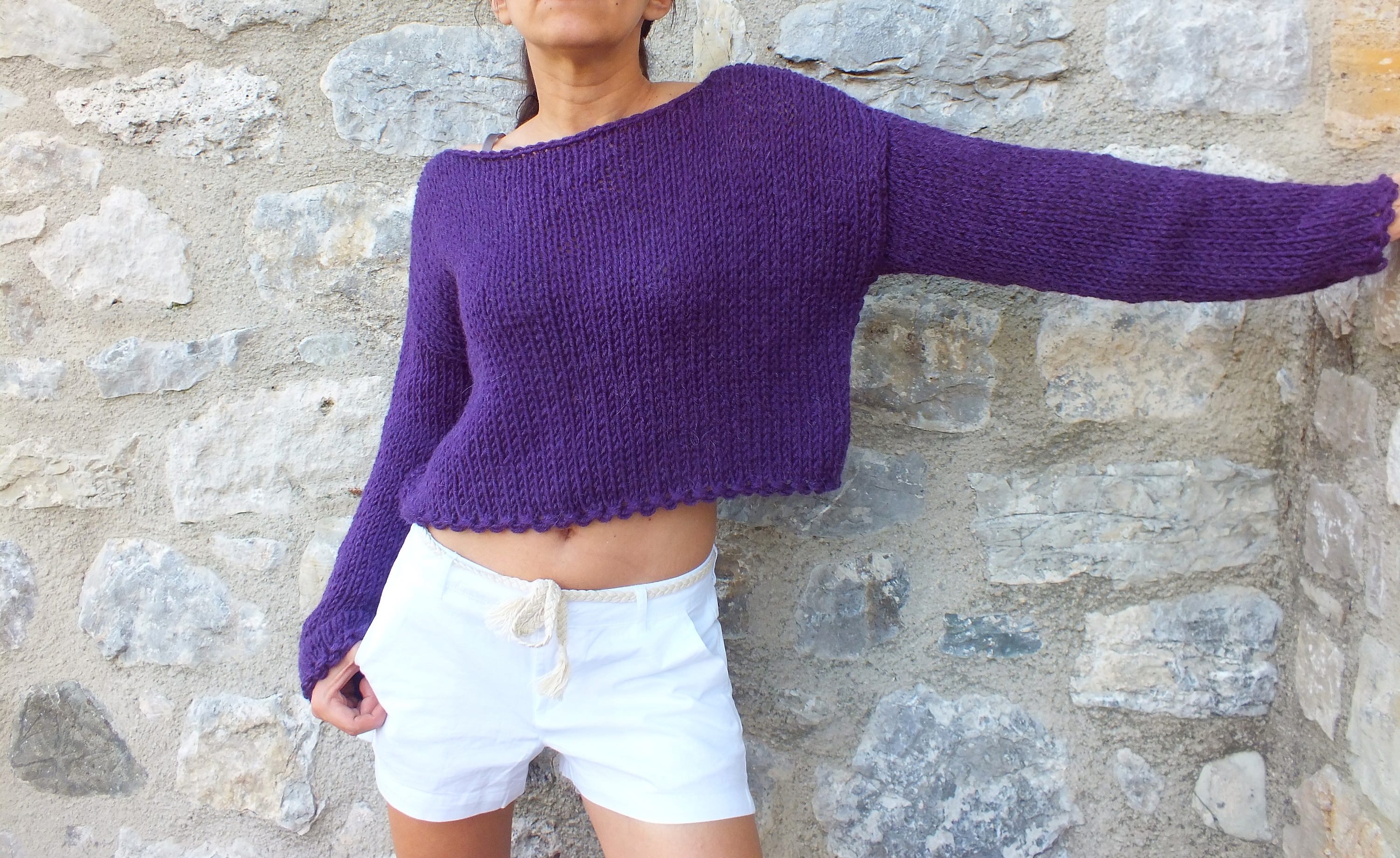 purple cropped jumper
