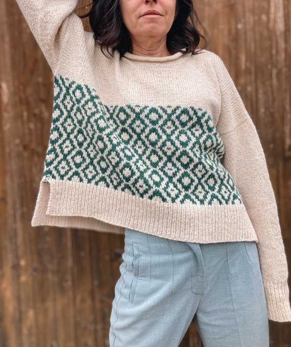 Knitting Pattern Sweater Colorwork Sweater Pattern Cropped Knitting Pattern Sweater Colorwork Sweater Pattern Cropped