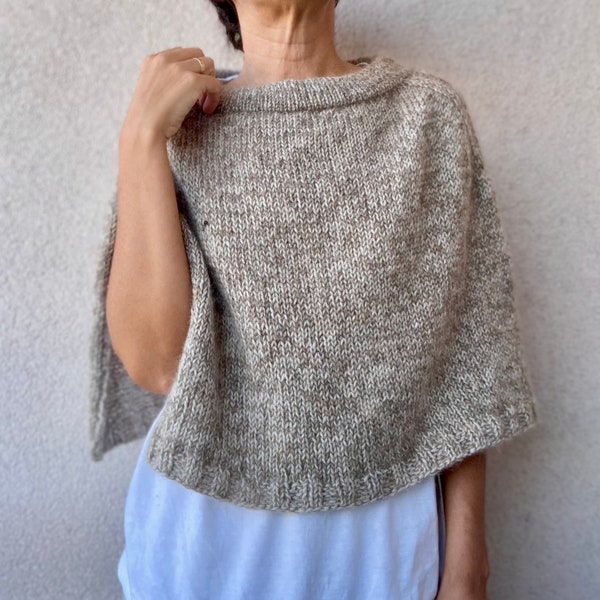 Poncho pattern knit- Knitting Pattern Poncho -Beginner Pattern-Instant Download- knitting patterns -Women poncho pattern , Capelet pattern