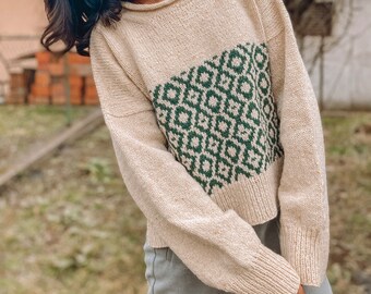Knitting Pattern Sweater Colorwork Sweater Pattern Cropped Knitting Pattern Sweater Colorwork Sweater Pattern Cropped
