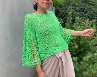 Knitting Pattern top - Knit Sweater Tee, Easy Knitting Pattern, Knit Tee Pattern, Swing Tee, Summer top pattern, Tee pattern
