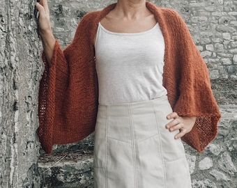 Shrug knitting pattern, Knitting pattern for shrug, Alpaca Bolero pattern, Simple knitting pattern, Beginner Pattern,Silk shrug