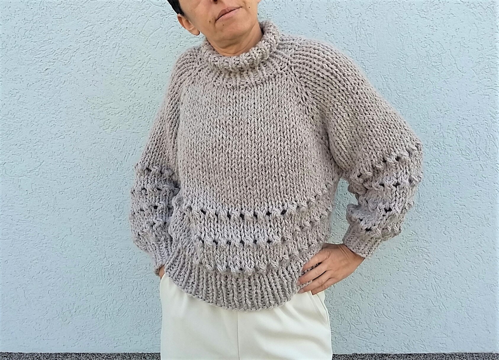 KNITTING PATTERN - Easy Knit Sweater -pullover Pattern - Womens Sweater ...