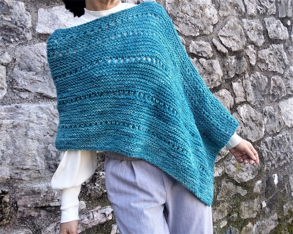 Pattern Poncho Garter & Eyelets Knit Poncho Pattern beginner