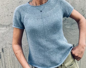 Knitting Pattern - Knit Sweater Tee, Easy Knitting Pattern, Knit Tee Pattern, Aegean Tee