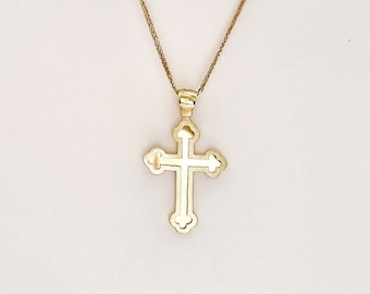 Small Jesus Crucifix Cross.14K Yellow Solid Gold, Greek Orthodox Pendant Crucifix.Christian Vintage Retro Pendant