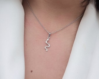 925 Sterling Silver Snake Pendant Necklace. Snake Pendant.