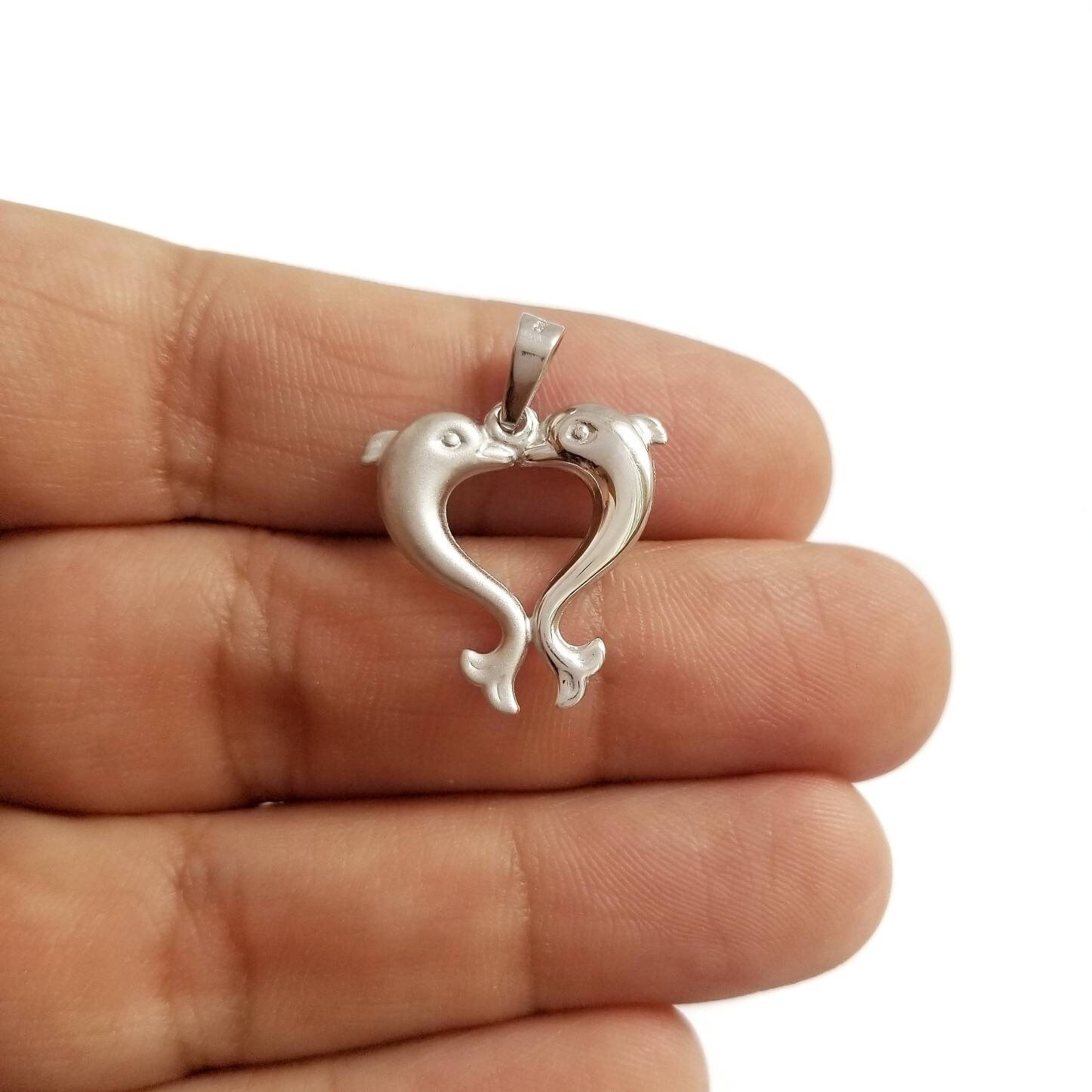 925 Sterling Silver Kissing Dolphins 