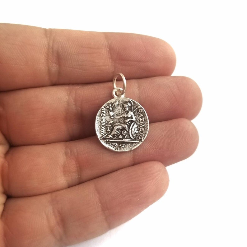 925 Silver Alexander The Great Greek Macedonian Pendant Ancient Greek Macedonian Coin Medallion.