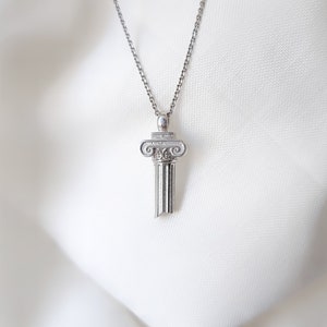 925 Sterling Silver Ancient Greek Ionic Order Column Pendant. Ancient Greek Pillar Column Pendant.