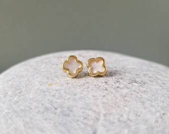 14K Tiny Minimal Cross Stud Gold Earrings.14K Solid Yellow Gold.Butterfly 14K Yellow Solid Gold Clasps