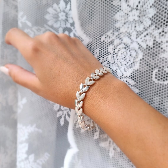 925 Sterling Silver Olive Leaf Bracelet 