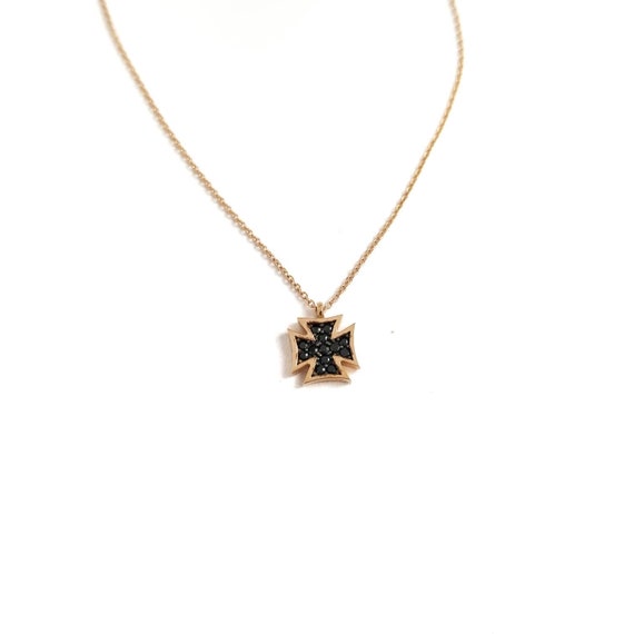 14K Rose Solid Gold Cross Chain Pendant 