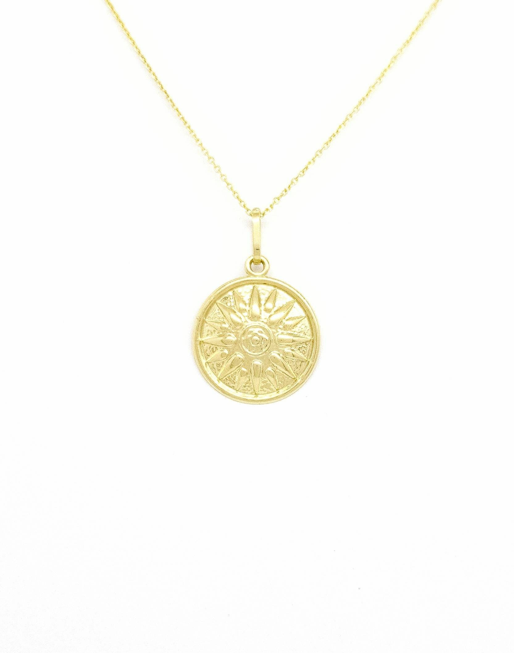 14K Gold Greek Macedonian Vergina Sun Star Pendant Necklace. - Etsy