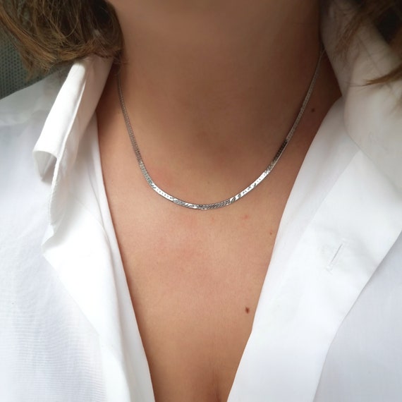 Real silver deals choker chain