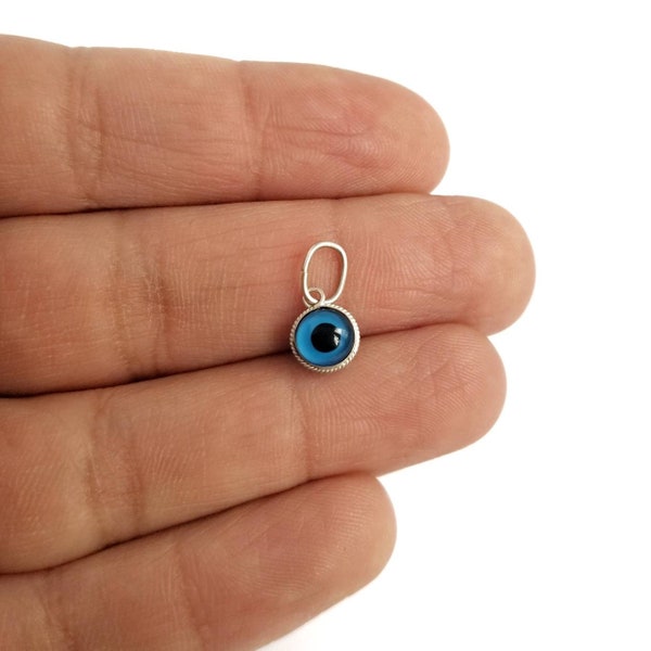 925 Sterling Silver Greek Evil Eye Pendant. Blue Murano Evil Eye.Good Luck and Protection Charm. Pendant Only. No Chain Included