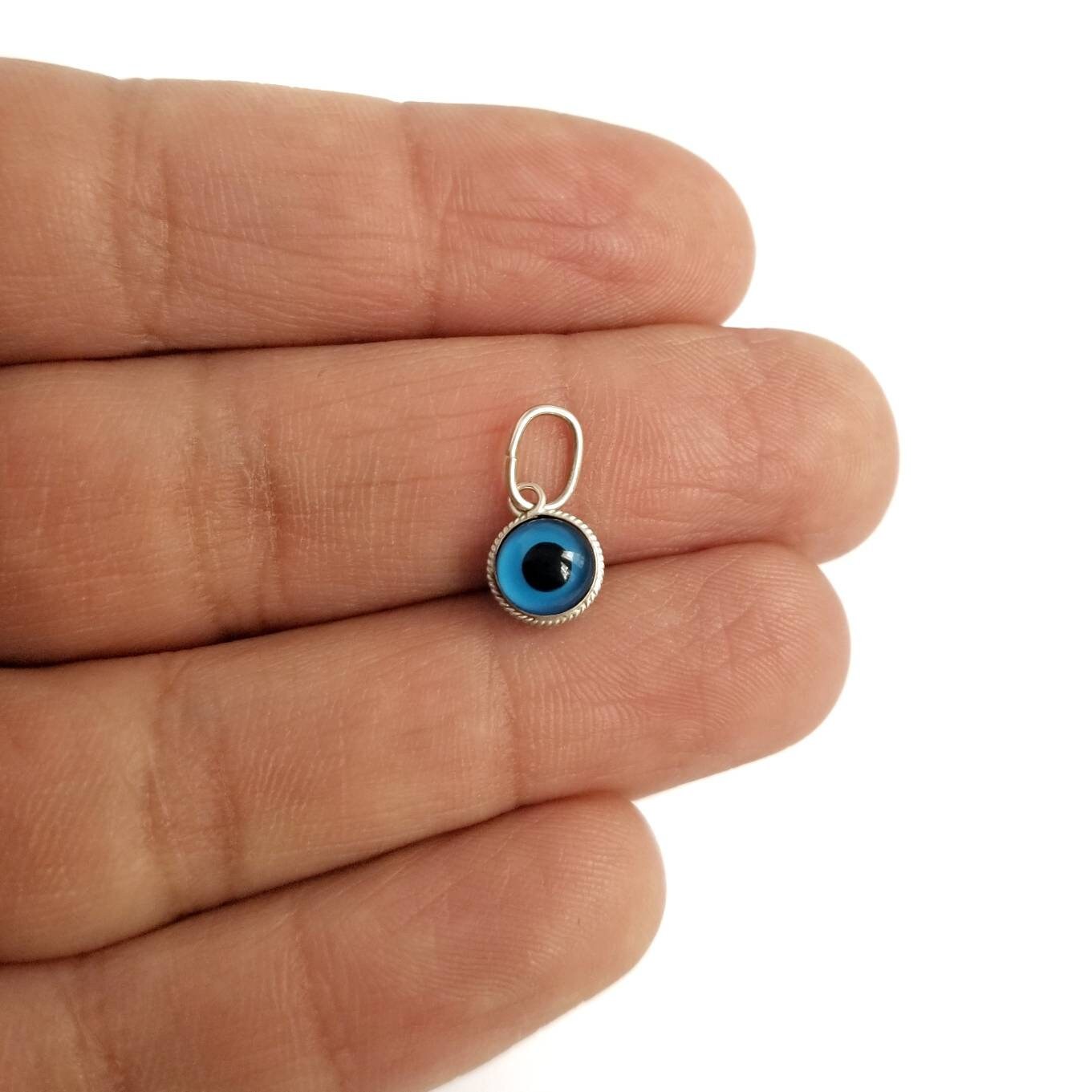 925 Sterling Silver Greek Evil Eye Pendant. Blue Murano Evil Etsy