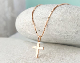 Rose Gold Cross Charms, CZ Micro Pave Dainty Religious Cross Pendants, 12 x  21 mm Small Cross for Rosary Chains, Beaded Bracelets