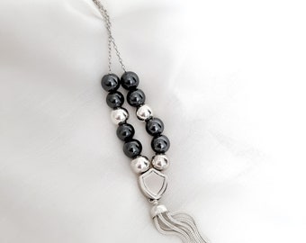 925 Sterling Silver and Hematite Worry Beads Greek Koboloi. Stress Relieve Koboloi Meditation Beads. 19 Beads Koboloi.