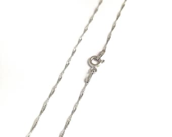 925 Solid Sterling Silver Singapore Chain Necklace. Silver Chain Necklace Jewellery.