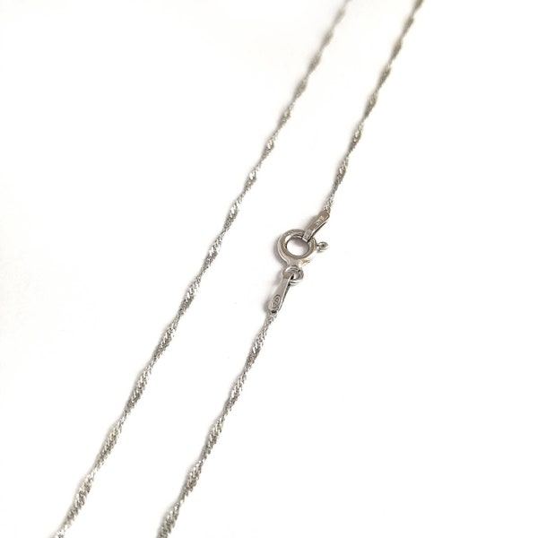 925 Solid Sterling Silver Singapore Chain Necklace. Silver Chain Necklace Jewellery.