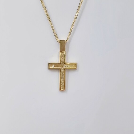 14K Yellow Gold Cross Pendant.classy Cross Pendant.baptism Gift