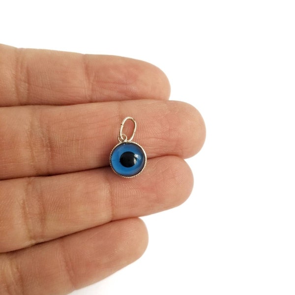 925 Sterling Silver Greek Evil Eye Pendant. Blue Murano Evil Eye.Good Luck and Protection Charm.Pendant Only. No Chain Included