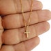 14K Yellow Solid Gold Cross Chain Pendant. Minimalist Christian Necklace. Classy Unisex Cross Casual Charm Necklace. 