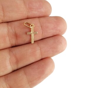 14K Two Sided Solid Yellow Gold Small Jesus Cross Pendant Crucifix.Christian Pendant