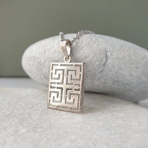 925 Sterling Silver Ancient Minoan Labyrinth Necklace. Ancient Greek Minoan Pendant.