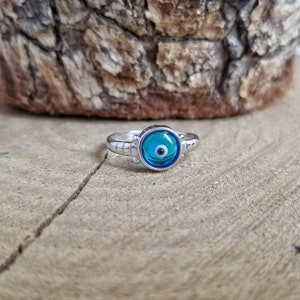 925 Sterling Silver Blue Greek Evil Eye Ring.Silver Ring. Good Luck and Protection Jewelry. image 4