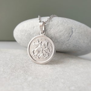 Saint George 925. Sterling Silver,  Greek Orthodox Saint George/Georgios Pendant. Protection Pendant