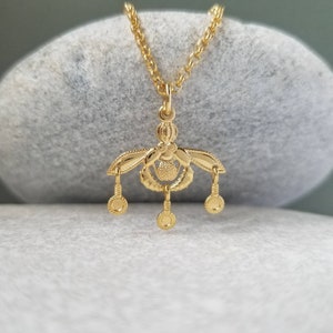 14K Gold Bees Ancient Greek Pendant Necklace.Minoan Crete Bees Necklace Replica. Greek Jewellery.