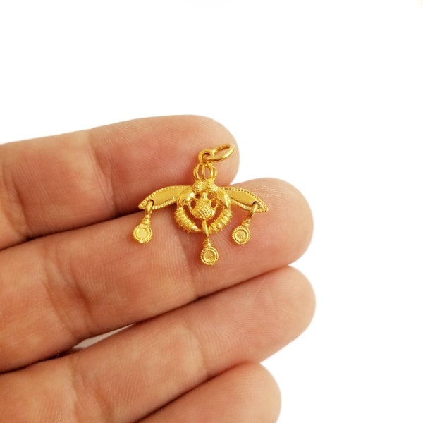 925 Sterling Silver Gold Bees Ancient Greek Pendant Necklace.24K Yellow Gold Plate.Minoan Crete Bees Necklace Replica. Greek Jewellery.