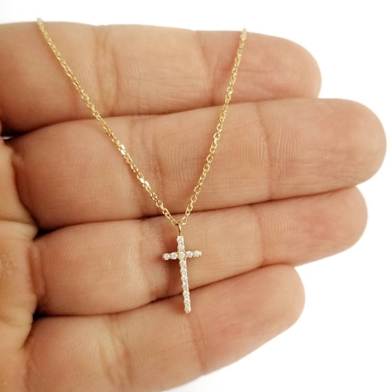 Women's 14k gold cross necklace deals