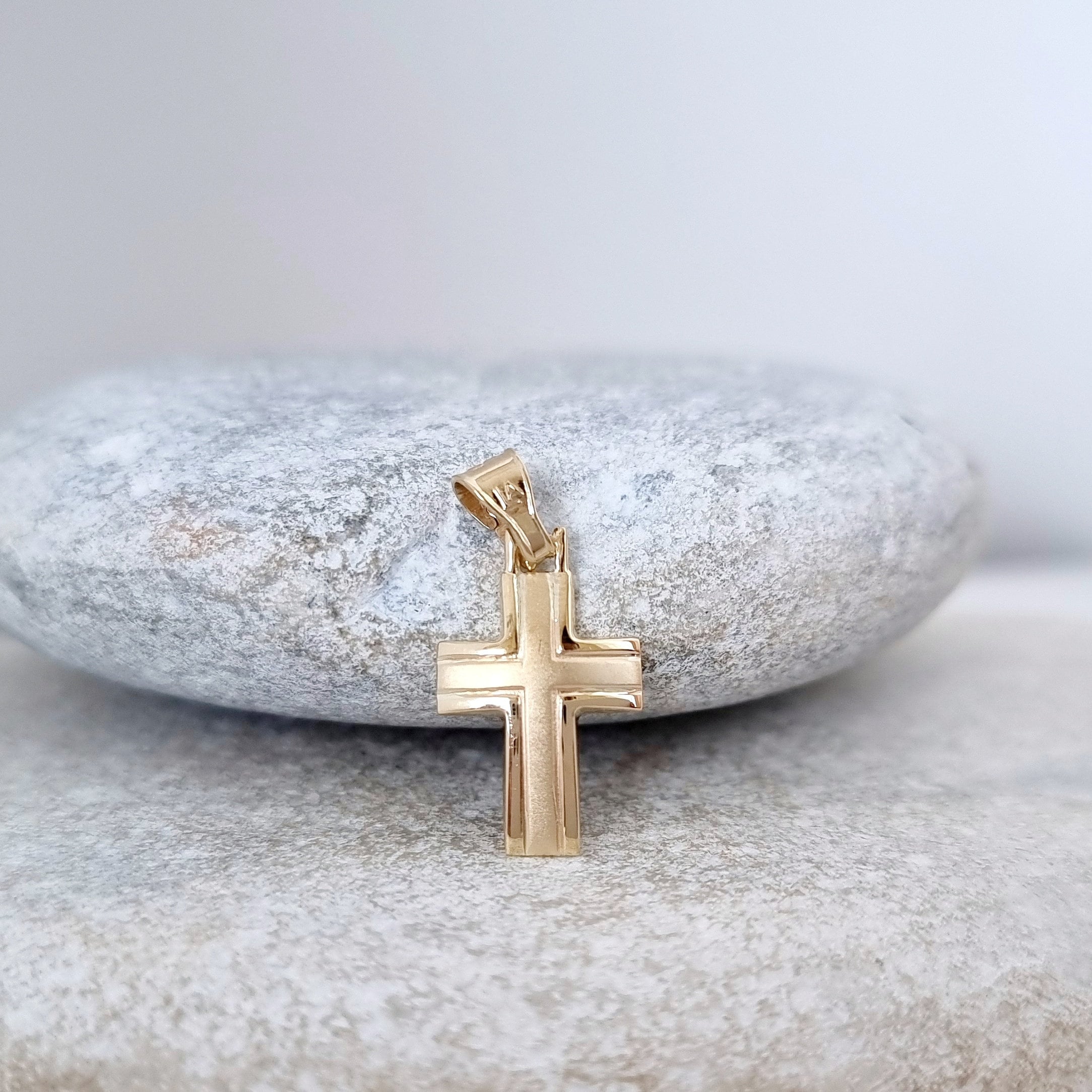 14K Double Sided Solid Yellow Gold 